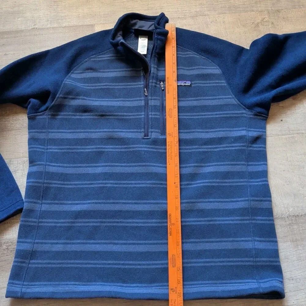 Mens PATAGONIA Blue Striped 1/2 Zip BETTER SWEATER Fleece Pullover Jacket Large